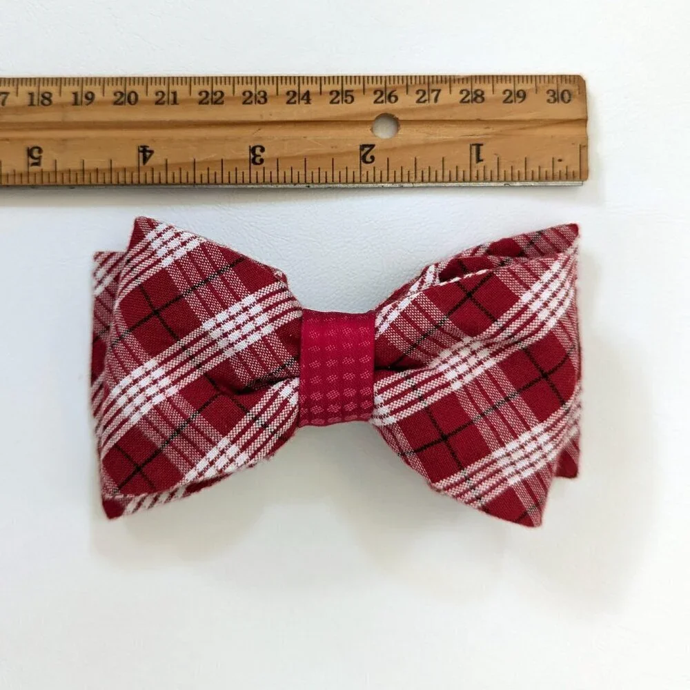 Women's Red Plaid, Medium Sized Hair Bow Barrette New